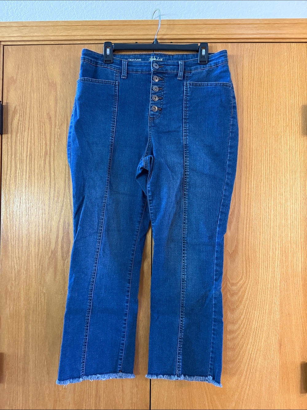 Style & Co. Dark Blue Button-Front Cropped Jeans